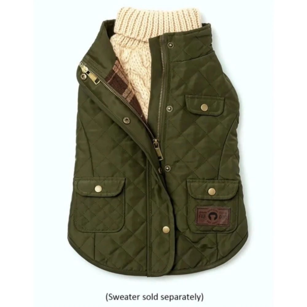 Fab Dog Quilted Barn Dog Coat Olive Green Size 16